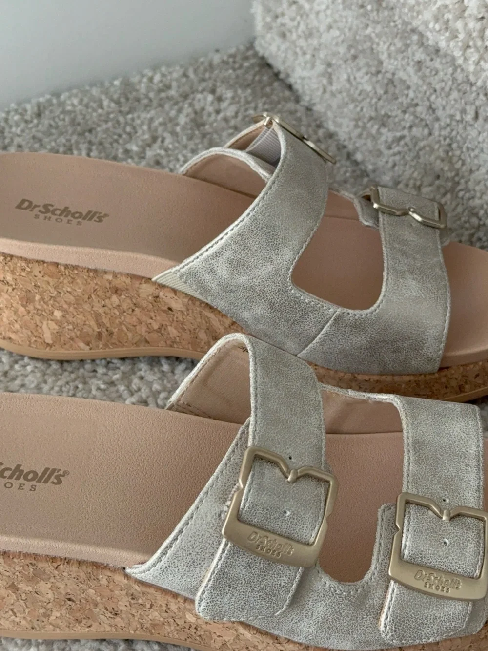 Dr. Scholl's Double-Buckle Cork Slide Mules Size 9 NEW